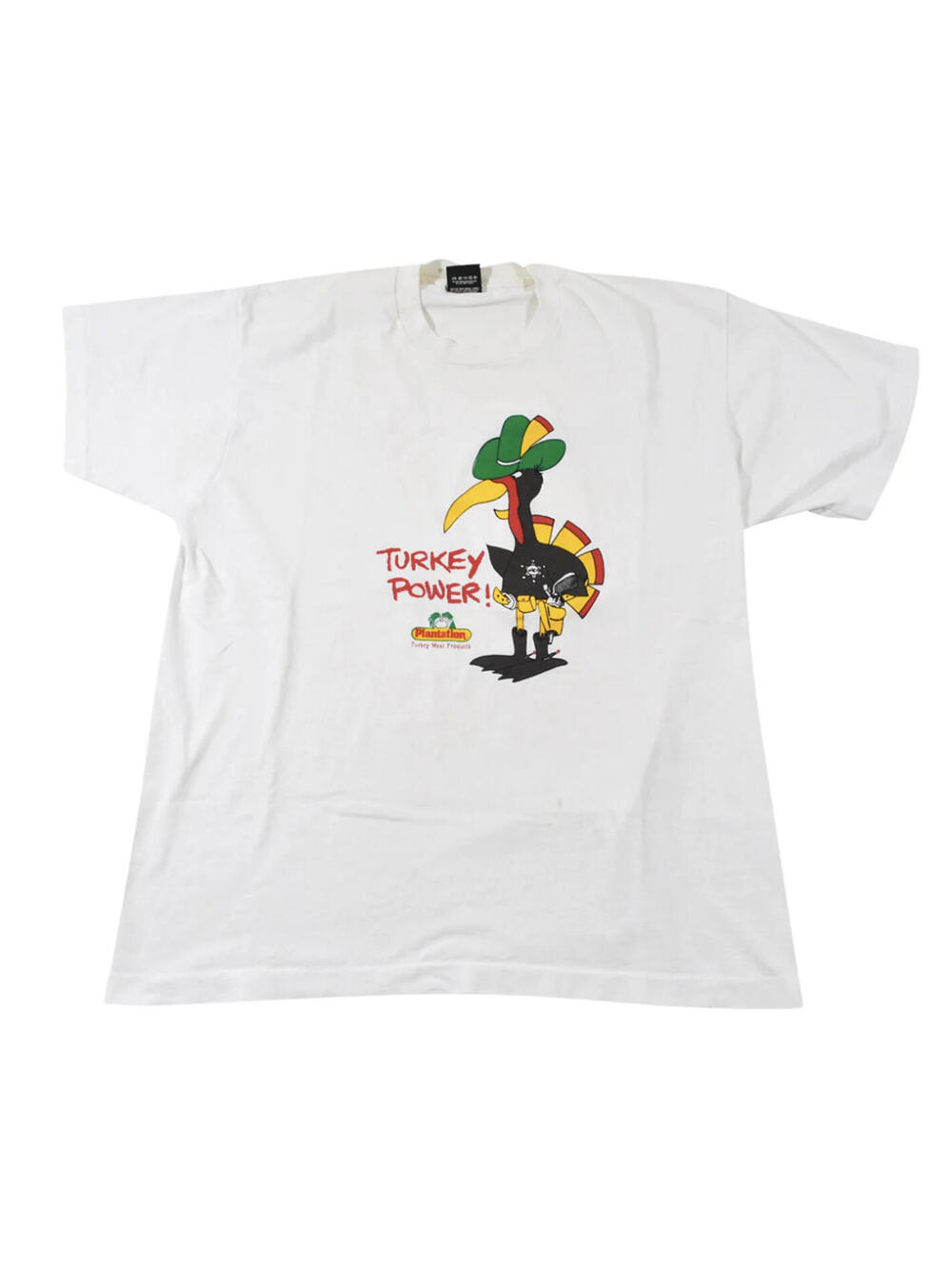 Vintage Turkey Power 90s Meat Production White Food Chicken Shirt Size X-Large
